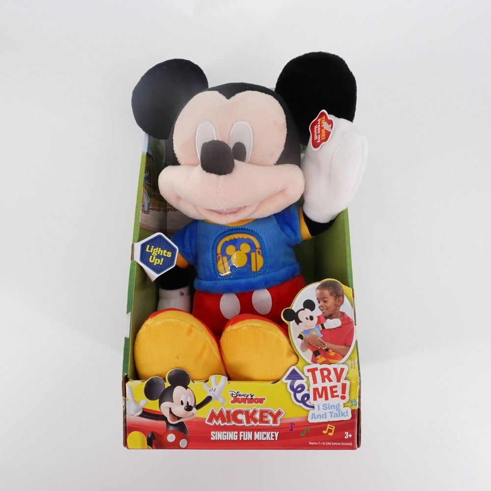Disney Junior Singing Fun Mickey Mouse Plush Sings Hot Dog Dance Light Up NEW